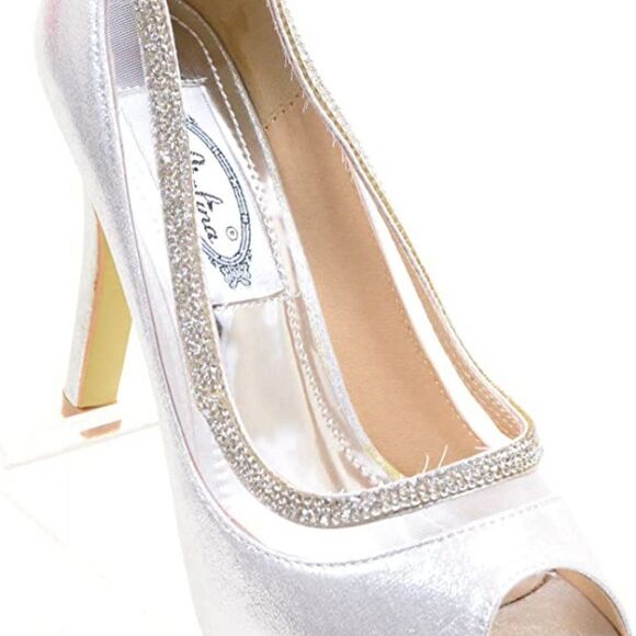 NEW Bridal Sparkly Peep Toe Platform Stiletto Dress Formal Pumps - Picture 2 of 8